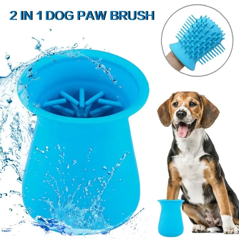 Dog Paw Cleaner Cup Soft Silicone Combs Portable Pet Foot Washer Cup Paw Clean Brush Quickly Wash Dirty Cat Foot Cleaning Bucket