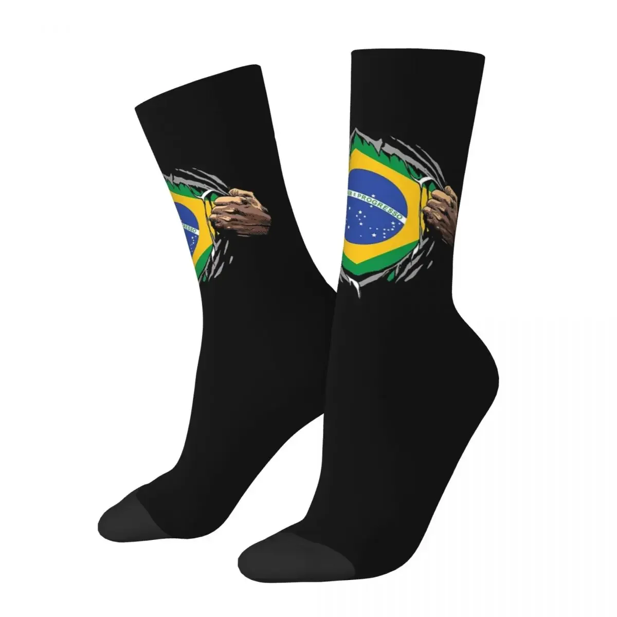 

Brazil National Flag Socks Harajuku Super Soft Stockings All Season Long Socks Accessories for Man's Woman's Christmas Gifts