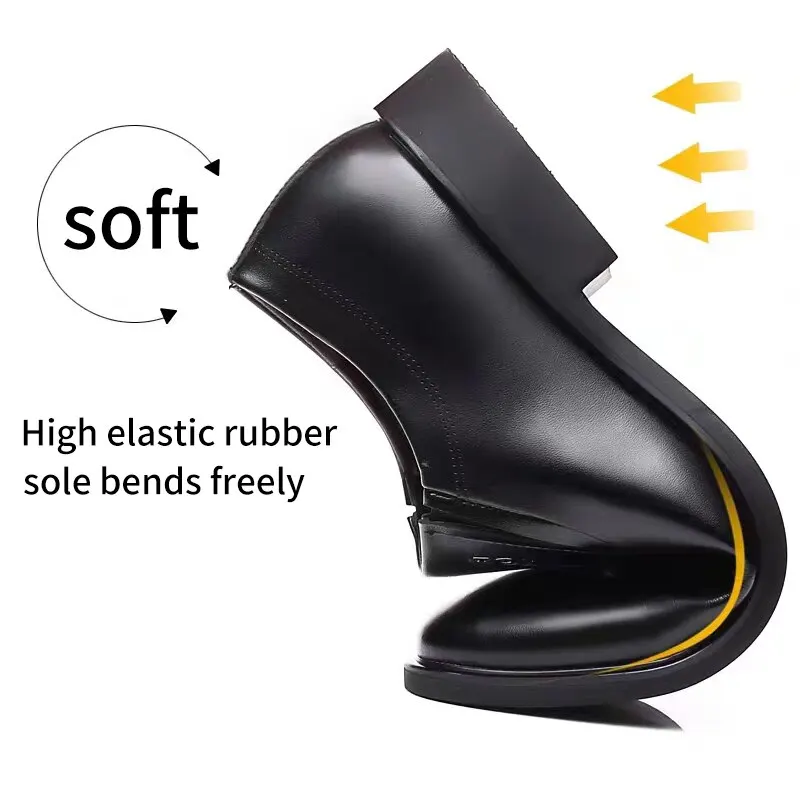 Men Business Dress Leather Shoes Spring Autumn Leisure PU Leather Breathable Soft Sole Invisible Elevated Anti Slip Casual