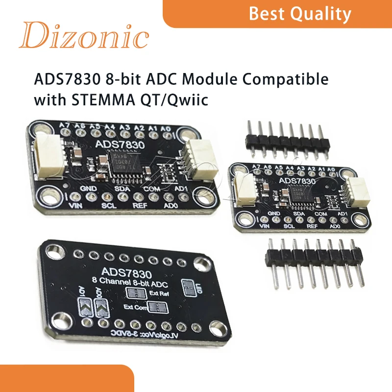 

Dizonic ADS7830 8-bit ADC analog-to-digital converter module compatible with STEMMA QT/Qwiic