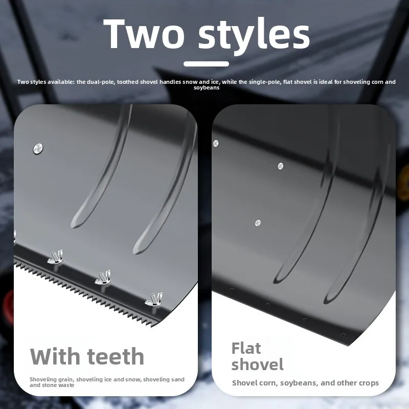 Telescopic Snow Shovel with Wheels - Extended Ice-Breaking Bladed Snow Pusher, Multi-Purpose for Snow & Grain Handling