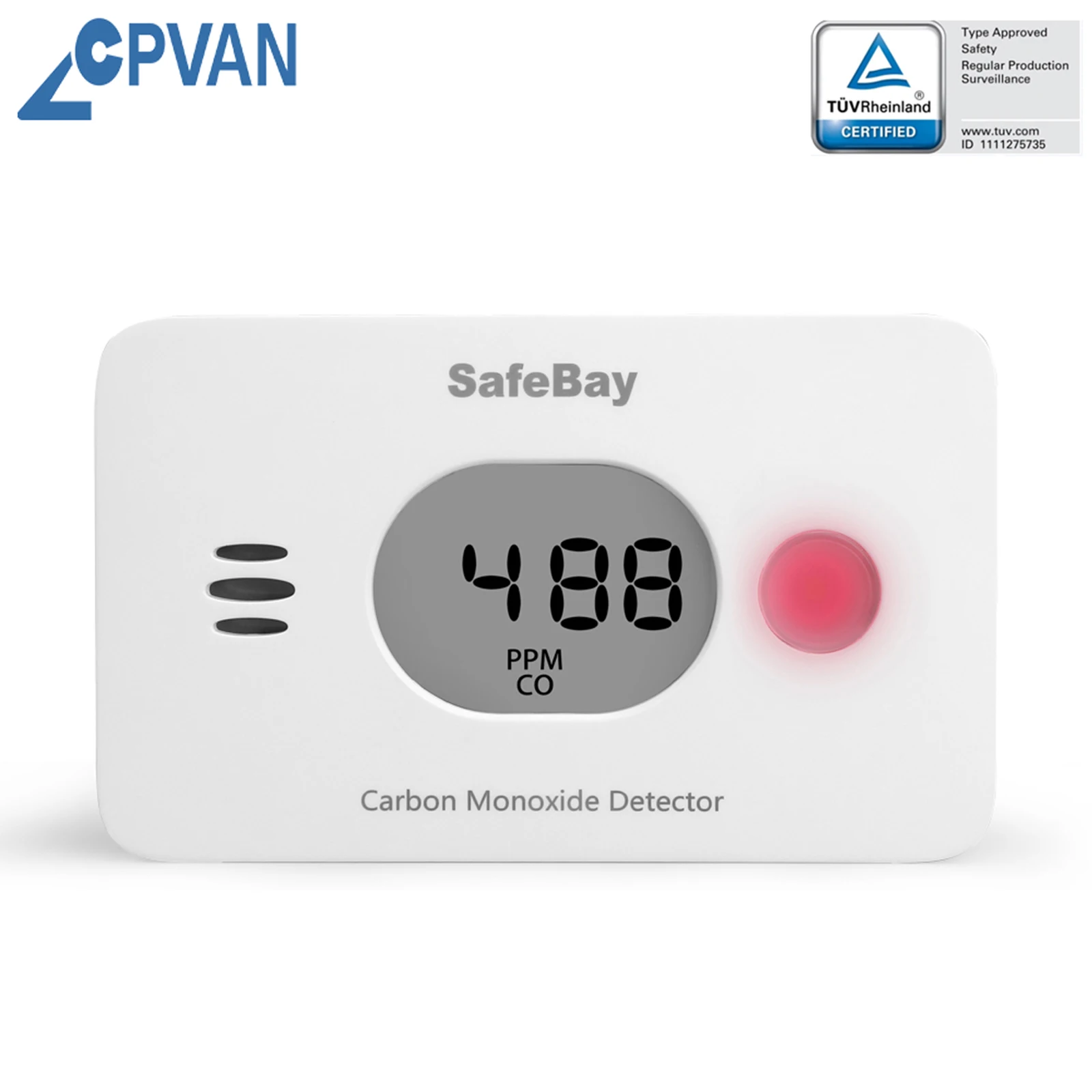 CPVAN Wireless CO Detector 3 in 1 Carbon Monoxide Detector with Temperature&Humidity Digital screen  Home Security Protection