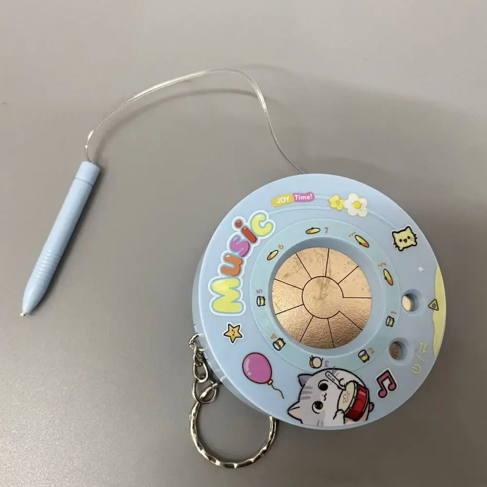 Round Recording Electronic Drum Keychain Cartoon Sounding Electronic Piano Drum Keychain Mini Playable