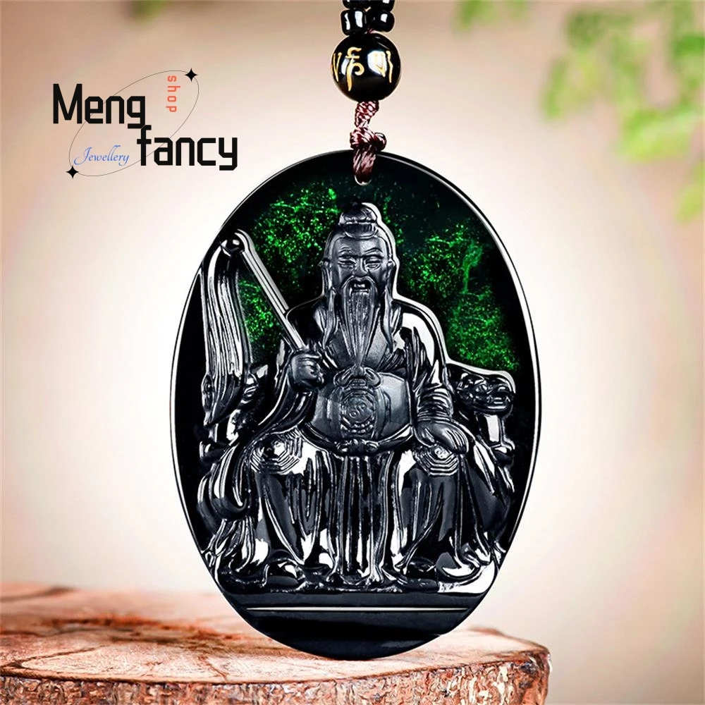 

Высококачественные натуральные A-goods с жадеитовыми чернилами Cui Taoist Yuan Shi Tian Zun, нефритовый кулон, изысканные роскошные качественные ювелирные изделия, праздничные подарки