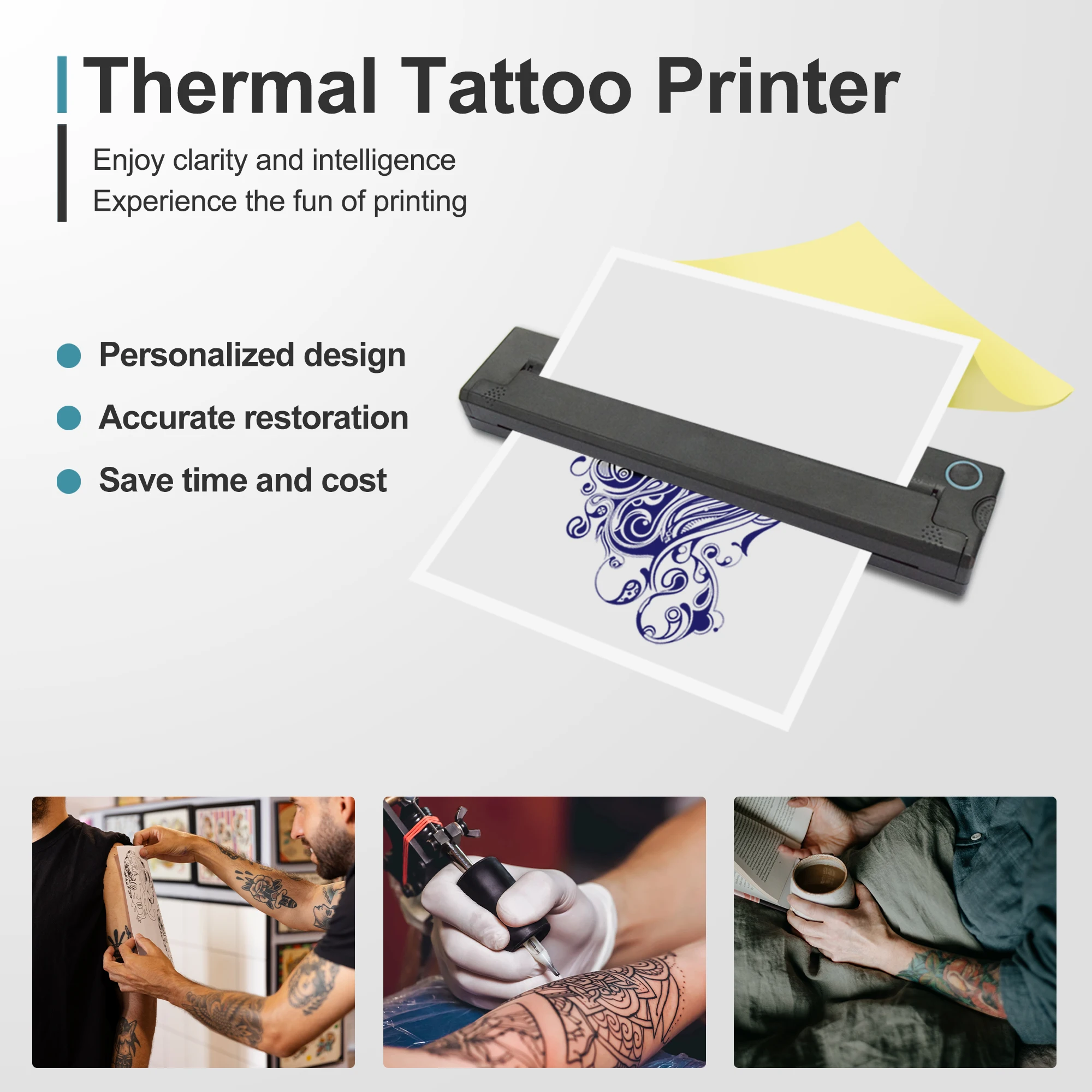 Máquina Impressora Portátil de Transferência de Tatuagem Tamanho a4 Mini Rede sem Fio Estêncil Térmico Desenho de Linha Copiadora de Impressão