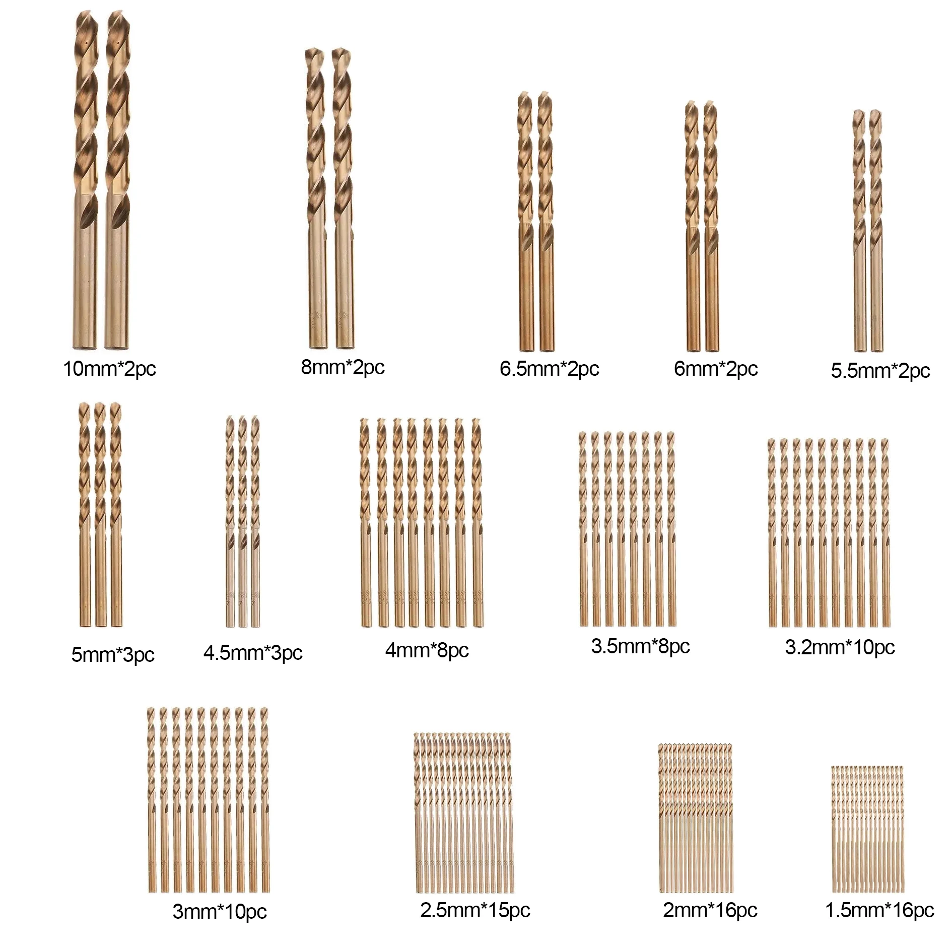 99Pcs/box M35 Cobalt HSS-Co 5% Twist Drill Bits Set 1.5-10mm Stainless Steel Metal Copper Alloy Woodworking Hole Opener