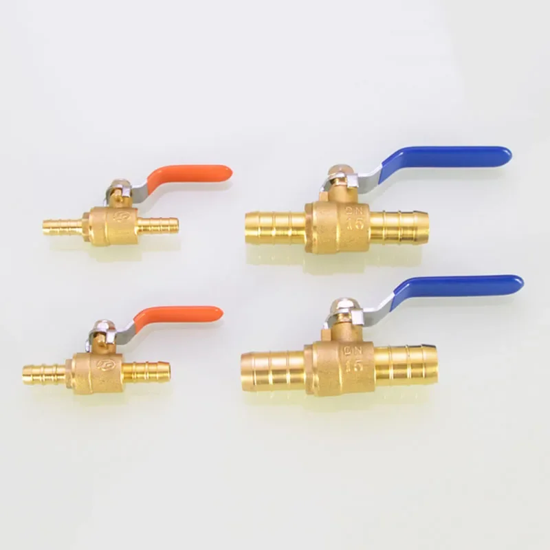 

8/10/12/14/16/19mm Hose Barb Red Handle Valve Inline Brass Water Oil Air Gas Fuel Line Ball Valve Pipe Fittings