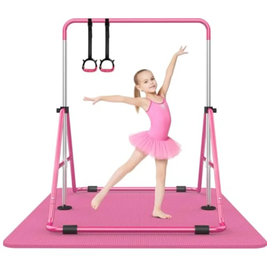 

Gymnastics Bar for : Foldable 5-Height Adjustable Expandable Training Equipment for Indoor/Outdoor Use Steel Frame Blue
