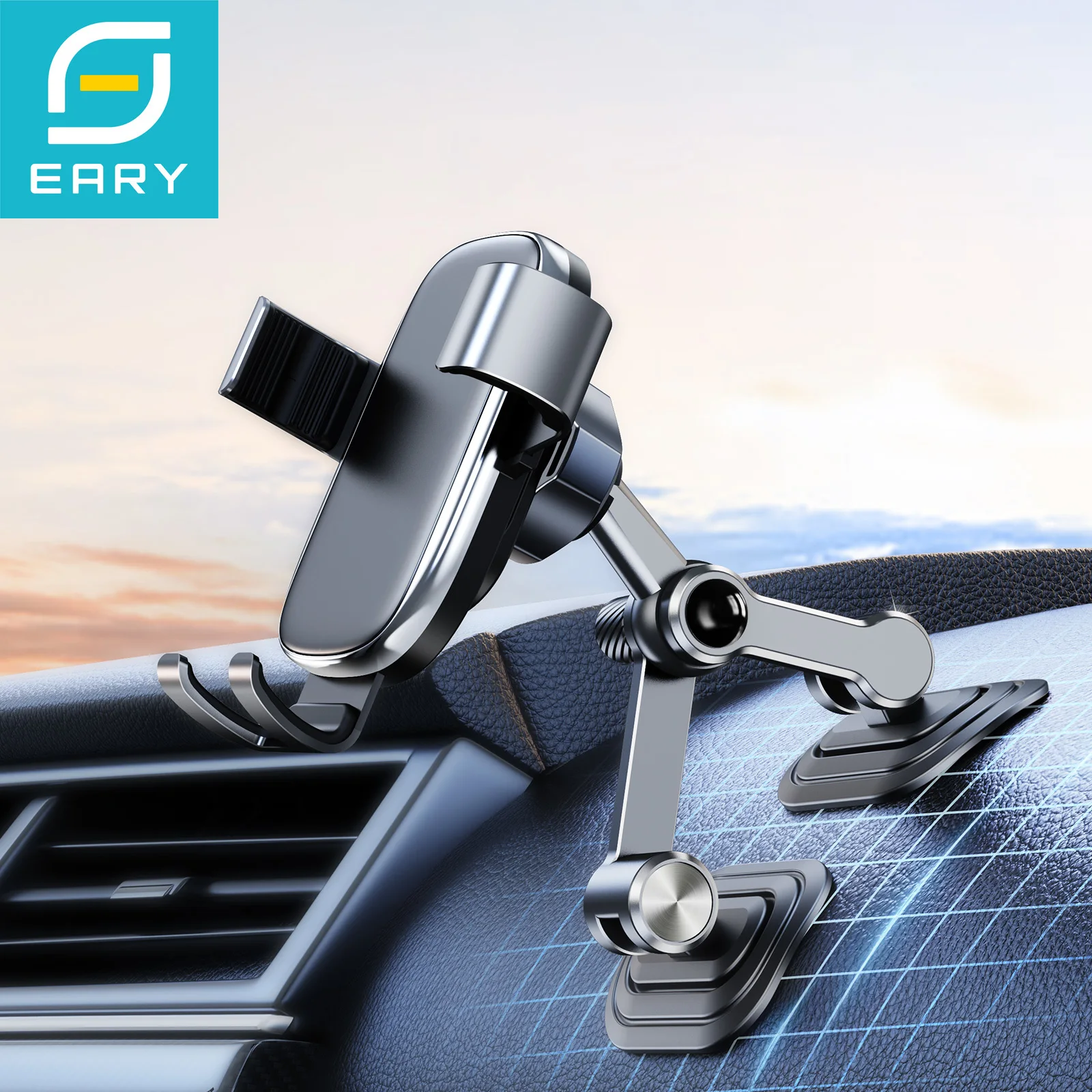 

Eary Car Phone Mount for All Type Dashboard Aluminum alloy Phone Holder Stand 360° Rotate Bracket for Samsung iPhone 4.7-7.2 in