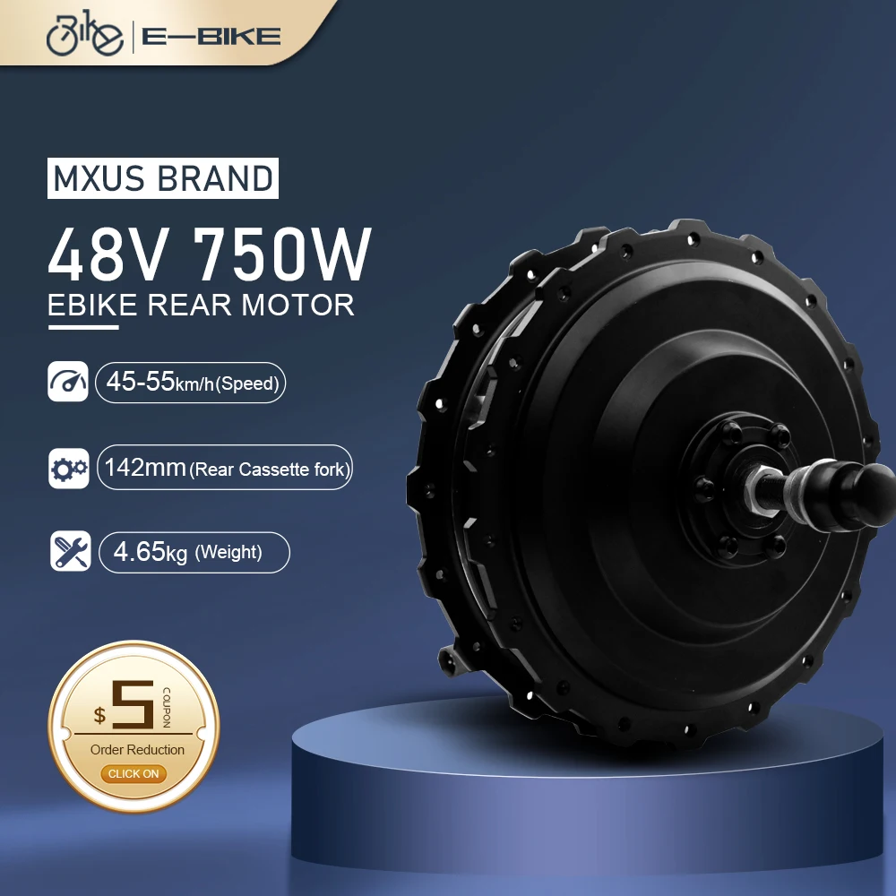 E-bike Hub Motor MXUS 48V 750W Brushless Gear Rear Cassette hub Motor Wheel 20-29 inch700C for Electric Bike Conversion Kit