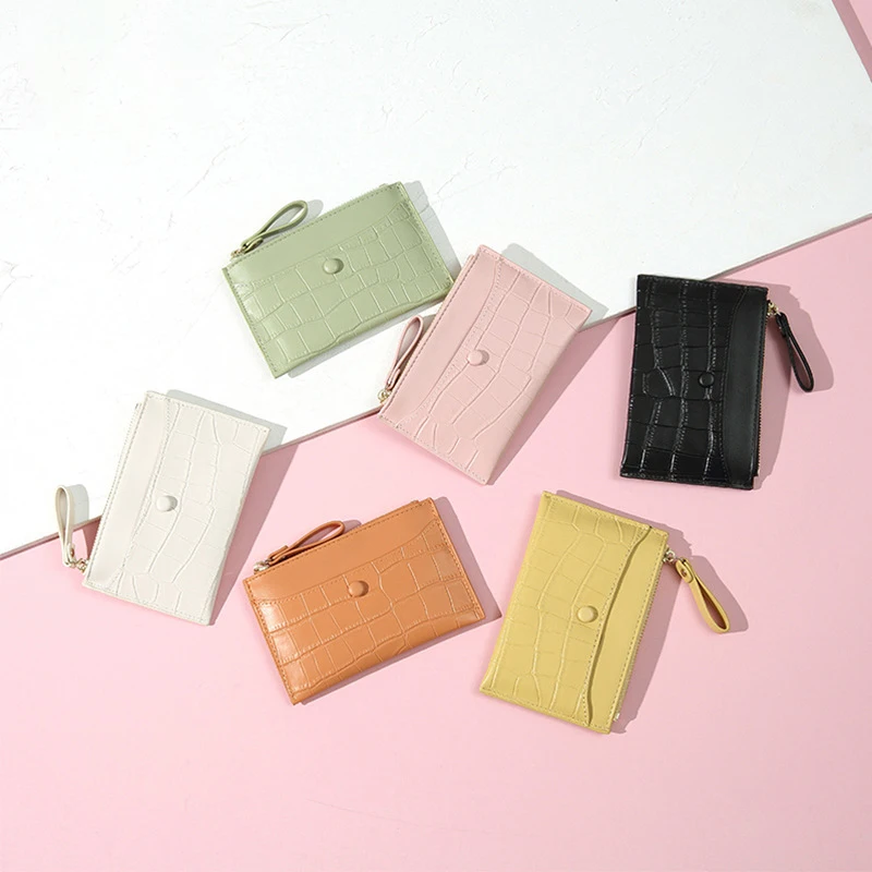 Women's Fashion Pattern Solid Color Zipper Thin Wallet Coin Wallet Card Bag