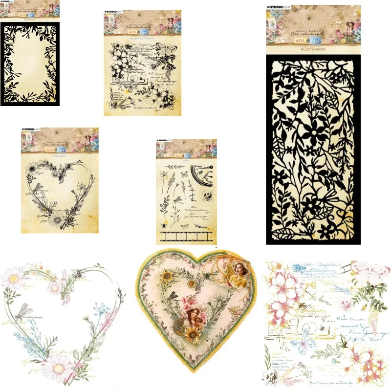 Script & Wildflowers Sprigs Metal Cutting Dies And Stencils Stamps For Scrap Booking Stencil Embossing Mold DIY Paper Cards 2026