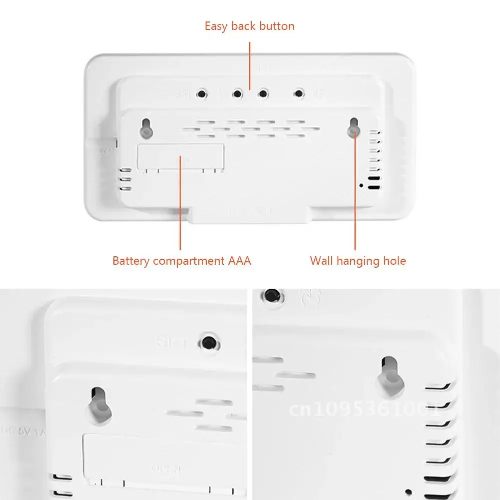 LED Wall Digital Screen Clock 12/24H Table Clock With With Clock Adjustable Display Multi Alarm Electronic Brightness Functional