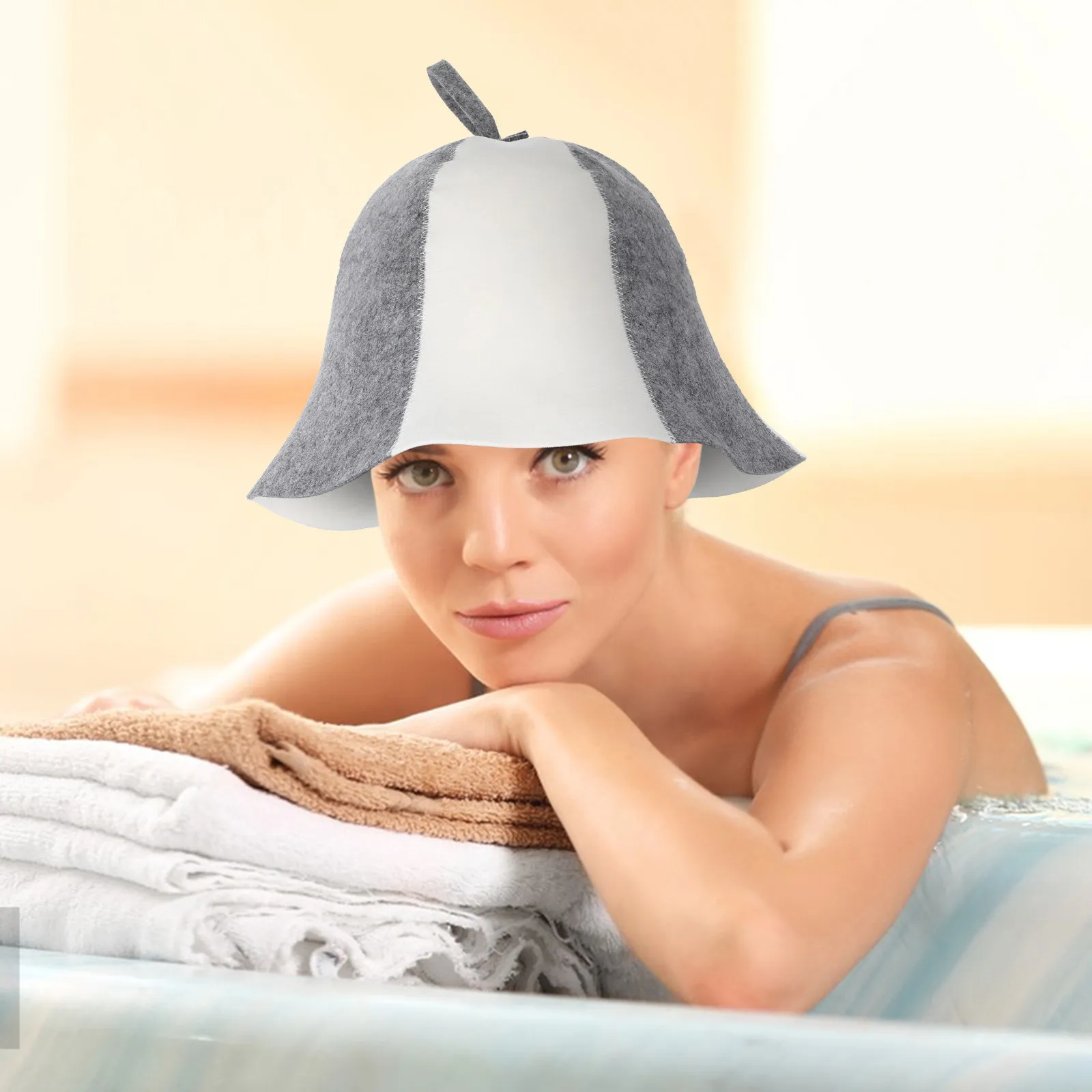 2Pcs High Absorption Felt Sauna Hat Thick Breathable Bath Cap for Sauna Shower Steaming Home Spa Use Unisex Reusable Comfortable