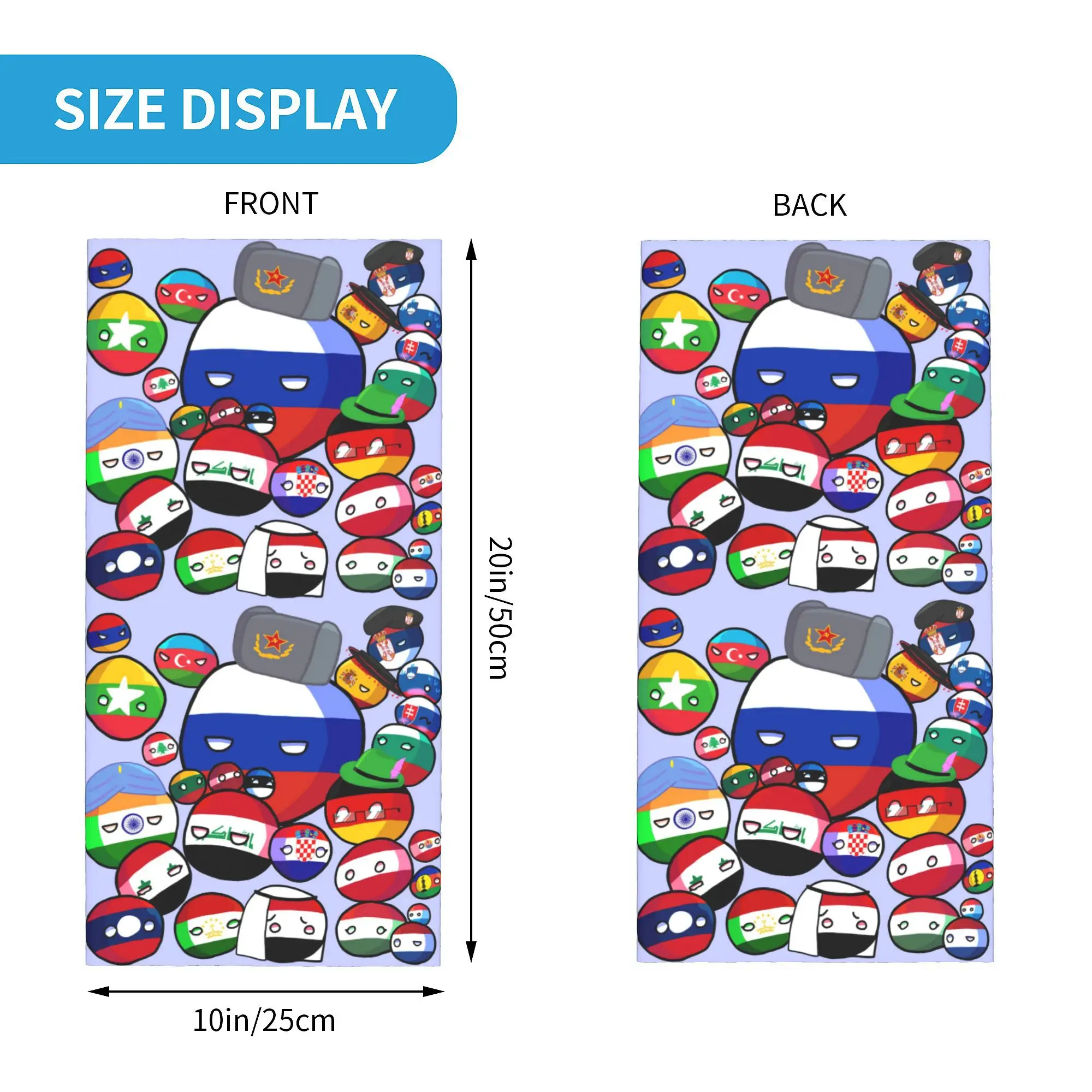 Custom Countryball New Cartoons Anime Comic Bandana Winter Neck Warmer Men Windproof Wrap Face Scarf for Hiking  Gaiter Headband