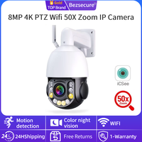 8MP 4K PTZ IP Camera Wifi 50X Zoom CCTV AI Human Alarm Onvif Speed Dome Cam 120M IR Distance Outdoor Surveillance Camera iCSee