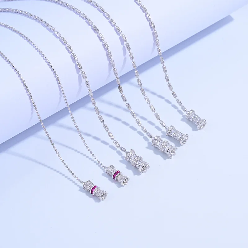 

S925 Sterling Silver Waist-Shaped Versatile Necklace DIY Sparkling Rice Pearl & Diamond Beading Chain Semi-Finished Jewelry