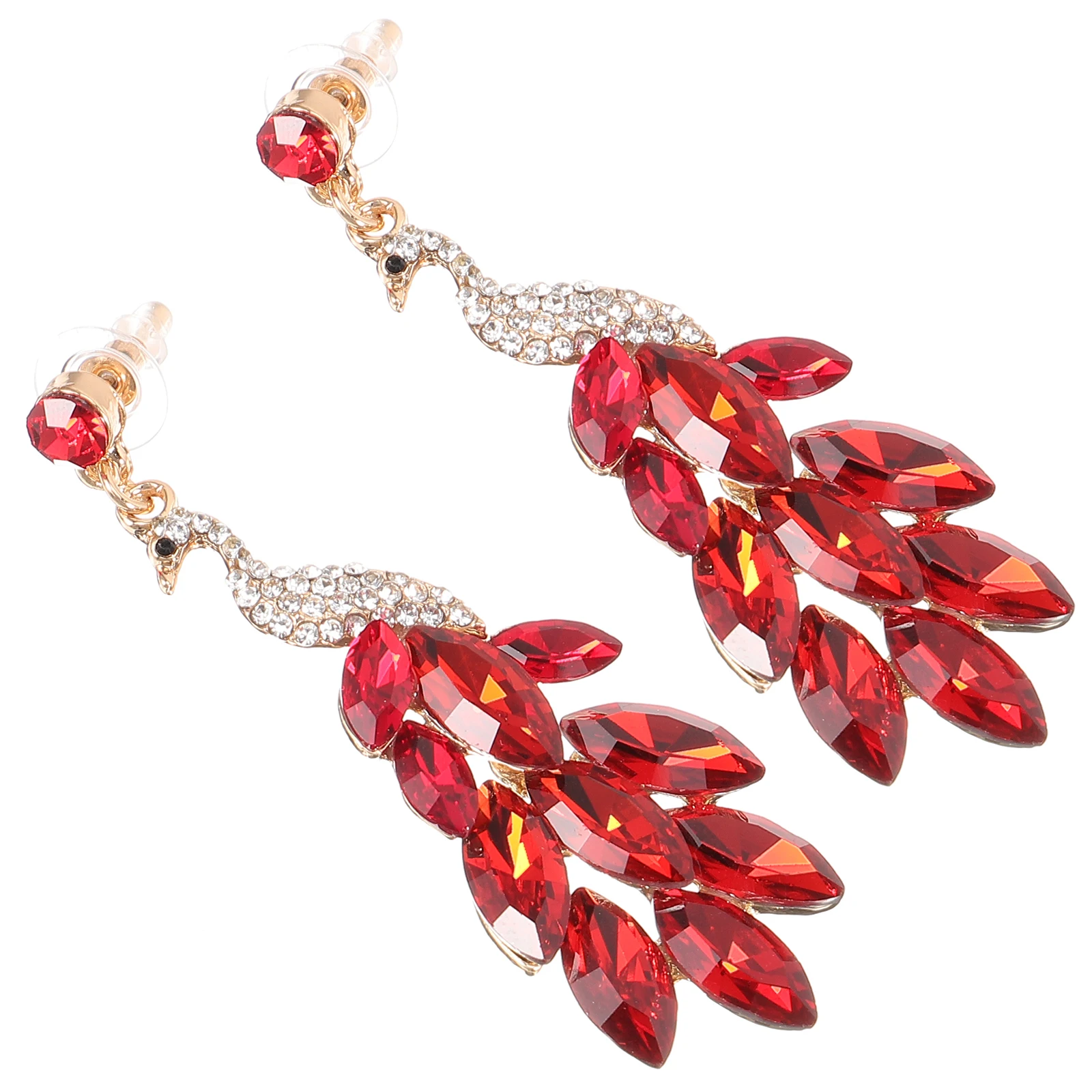 

Peacock's Earrings Statement for Women Fashion Rhinestone Dangling Teardrop Dangle Trendy Women's