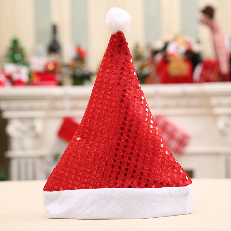 Christmas Hat Santa Hat Holiday for Adults Santa Claus Sequins Hats New Year\'s Gifts Home Merry Christmas Noel Navidad Party Sup