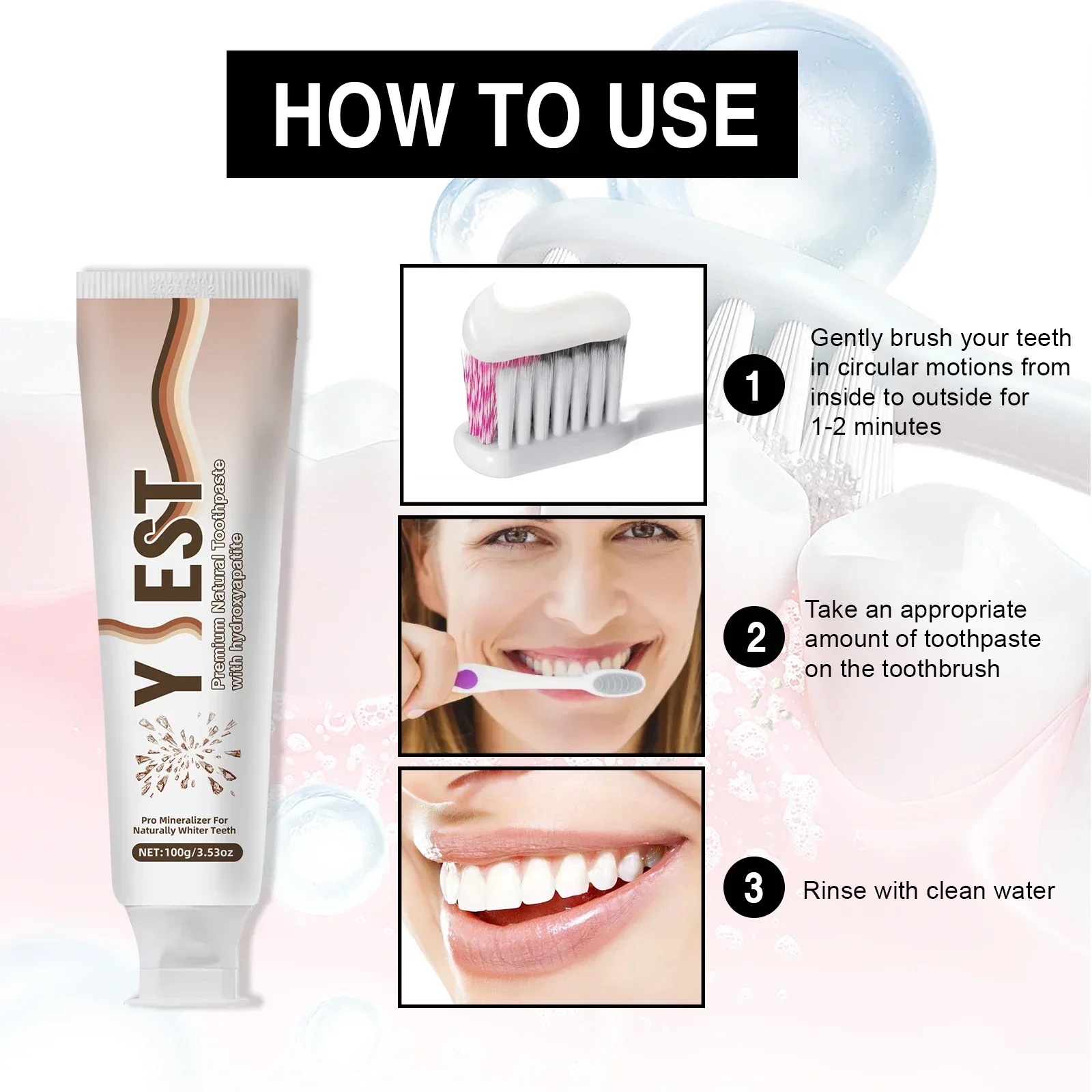 100 جرام معجون أسنان نانو هيدروكسياباتيت زيت جوز الهند لإزالة رائحة الفم الكريهة وإزالة البقع معجون أسنان طبيعي نفس منعش #6