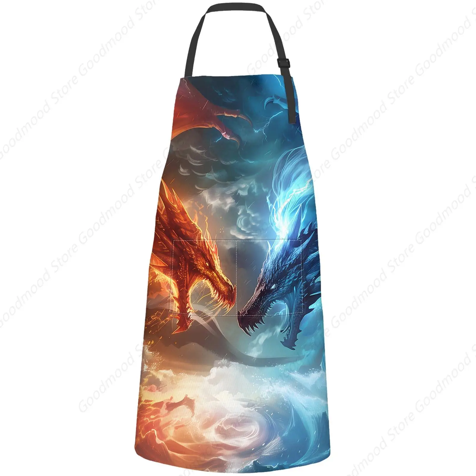 

Dragon Apron,Oxford Fabric Adjustable Kitchen Apron with Pockets,Waterproof Cooking Aprons Ideal Gifts