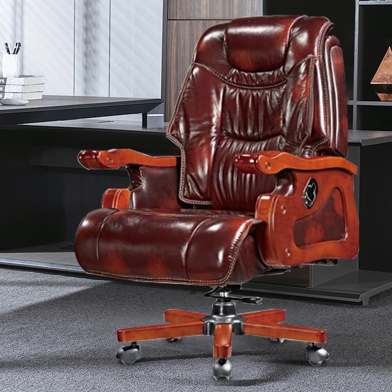 

Luxury Chinese style genuine leather office chair high quality classic president boss genuine leather office chair