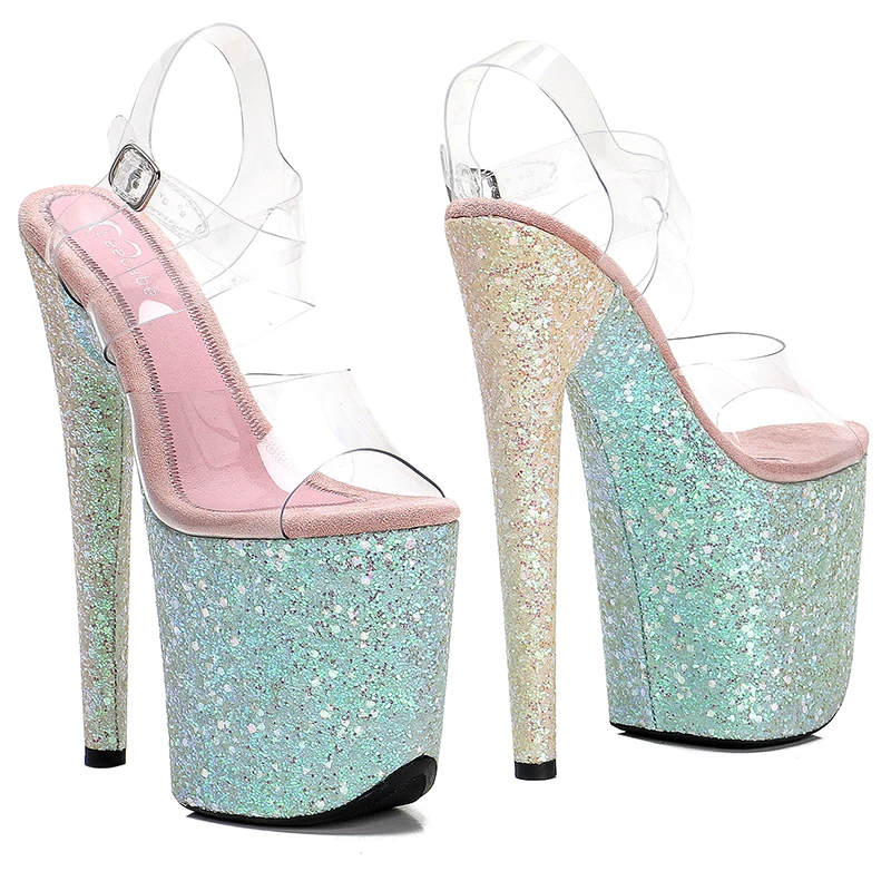Leecabe 20cm/ 8inches PVC upper exotic sexy fashion party high heel sandals Models Party Show Stage Platform Women Sandals 1B