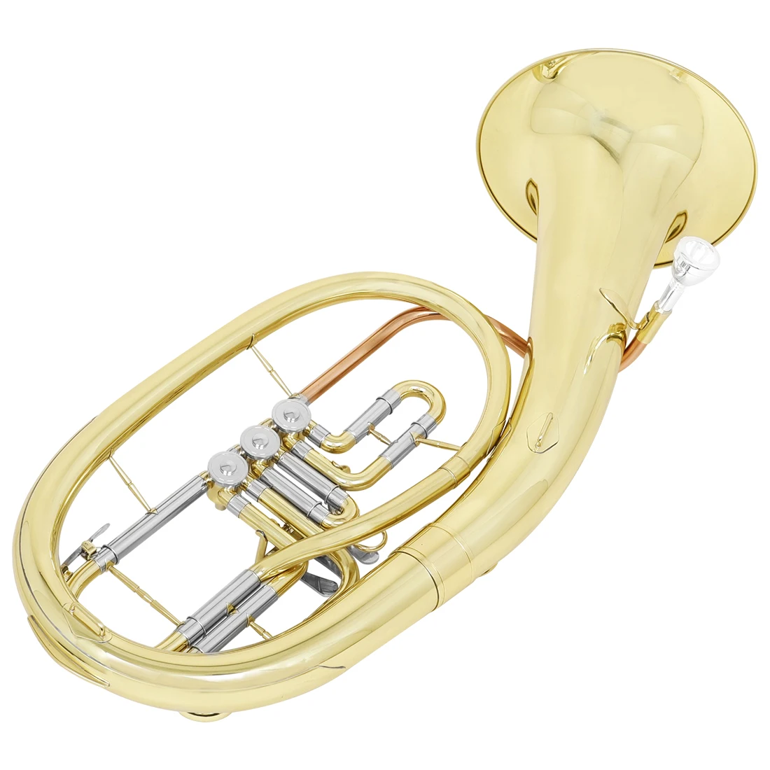 SLADE Tenor Horn Triple Flat Key Brass Body Tenor Horn Profession Brass Musical Instrument with Accessories Wipes Gloves Bags