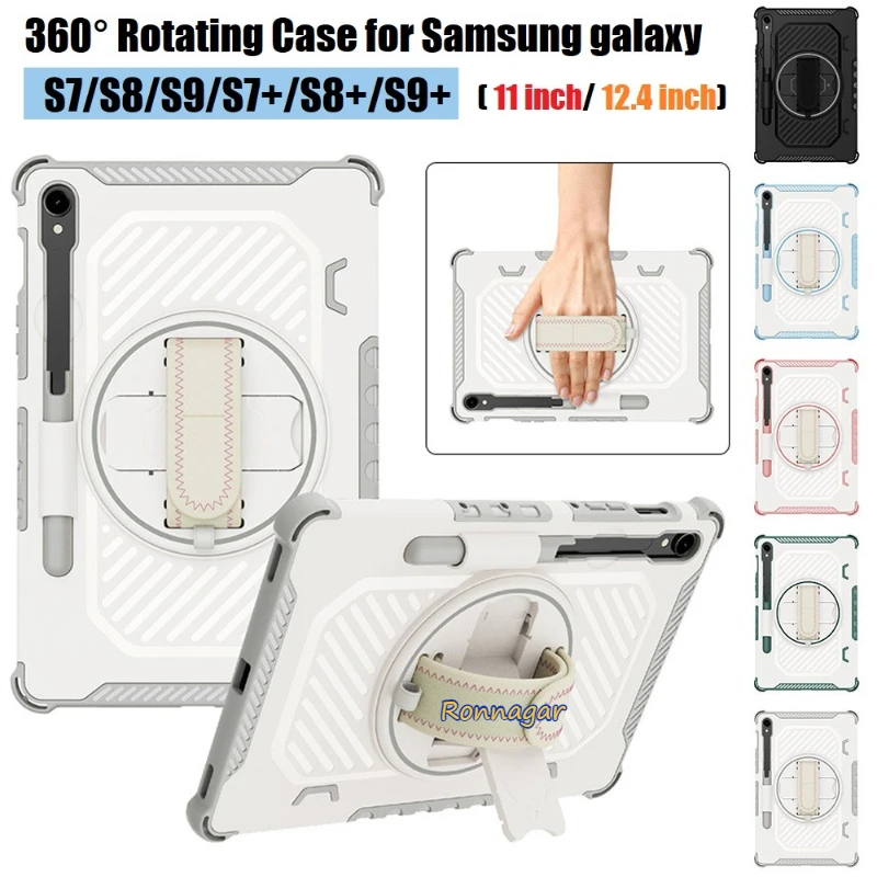 

Вращающийся на 360° чехол для Samsung Tab S10/S9/S8/S7 11 дюймов (SM-X710/X700/T870), усиленный чехол для Galaxy S7+ S8+ S9+ S10 Plus 12.4 дюйма