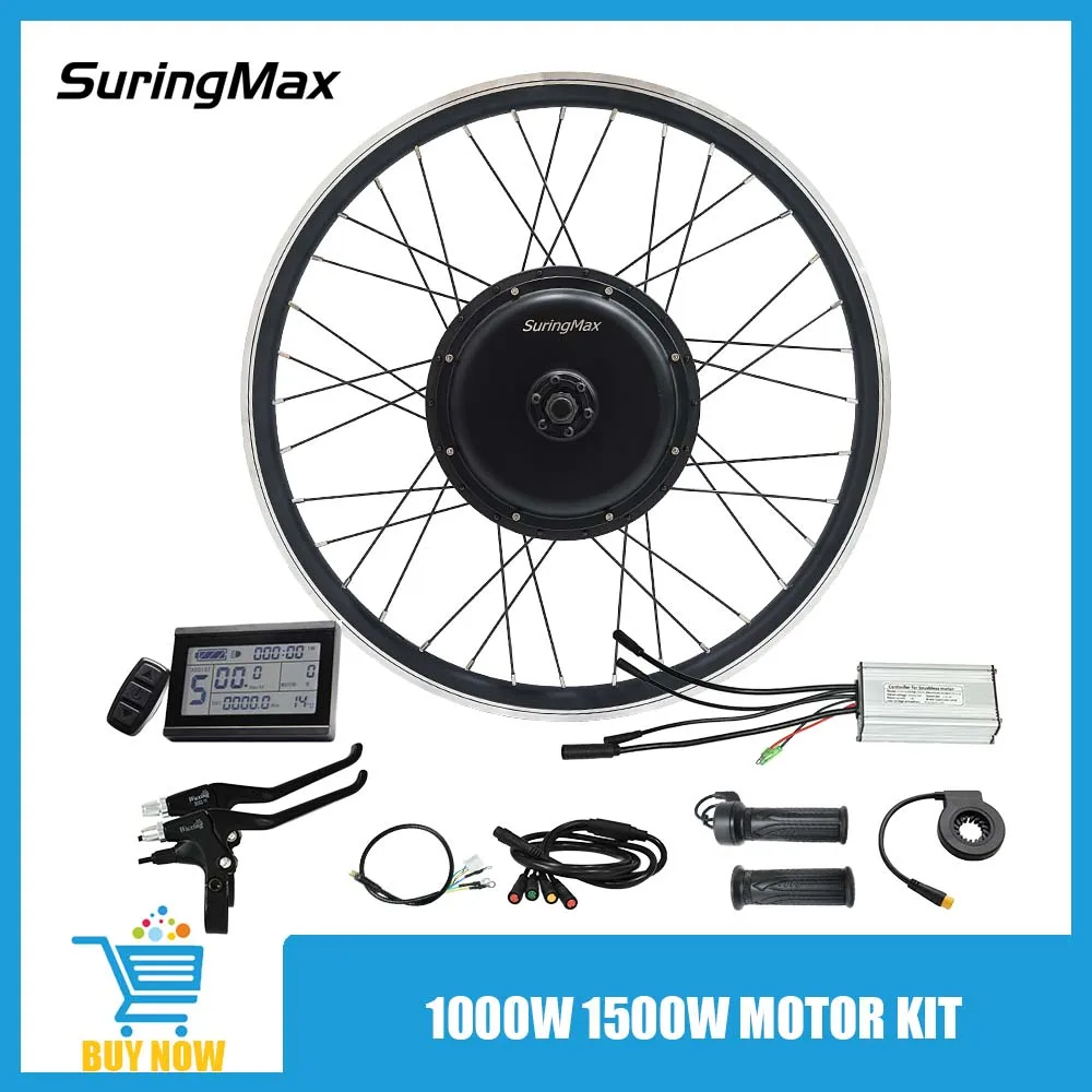 Electric Bike Rear Conversion Parts, E-bike Motor Kit, 48V, 1000W, 135mm, 30H Magnets, KT Controller for E Bicycle, Suringmax