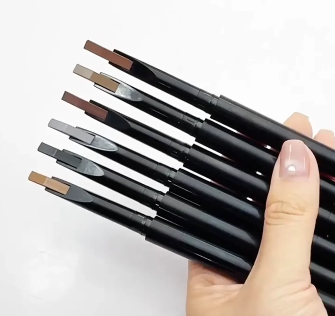 Nouveau crayon à sourcils coudé ​ ​ Stylo de maquillage pour sourcils, pointe ciseau, imperméable, marron, végétalien, Double tête, marque privée, vente en gros, 20 pièces