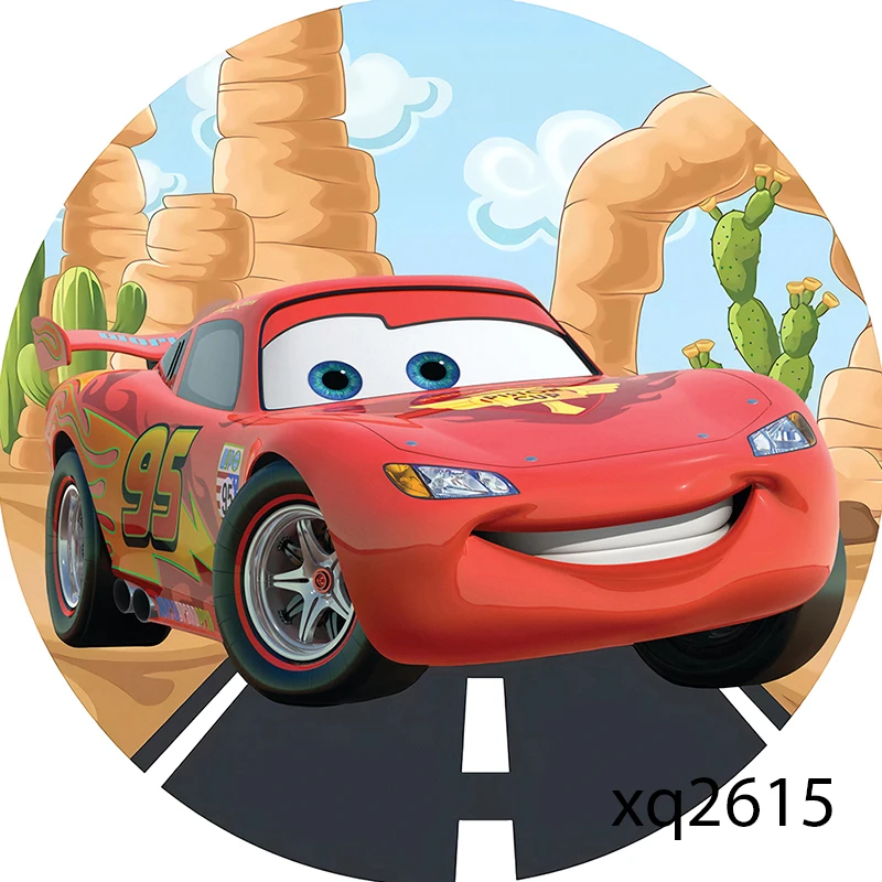 ฉากหลังทรงกลมรูปปาร์ตี้เด็กวันเกิดของเด็กผู้ชายฉากแข่งรถธงเส้นทาง66รูปวงกลมสำหรับถ่ายรูปฉากหลังยืดหยุ่น