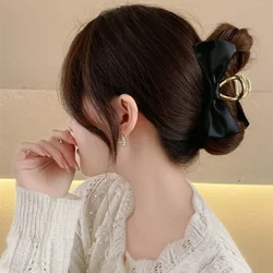 Stain Bow Hair Claw Clips Elegant Women Large Size Bowknot Barrettes Crab Hair Clip Hairpins Female Hair Accessories Headdress