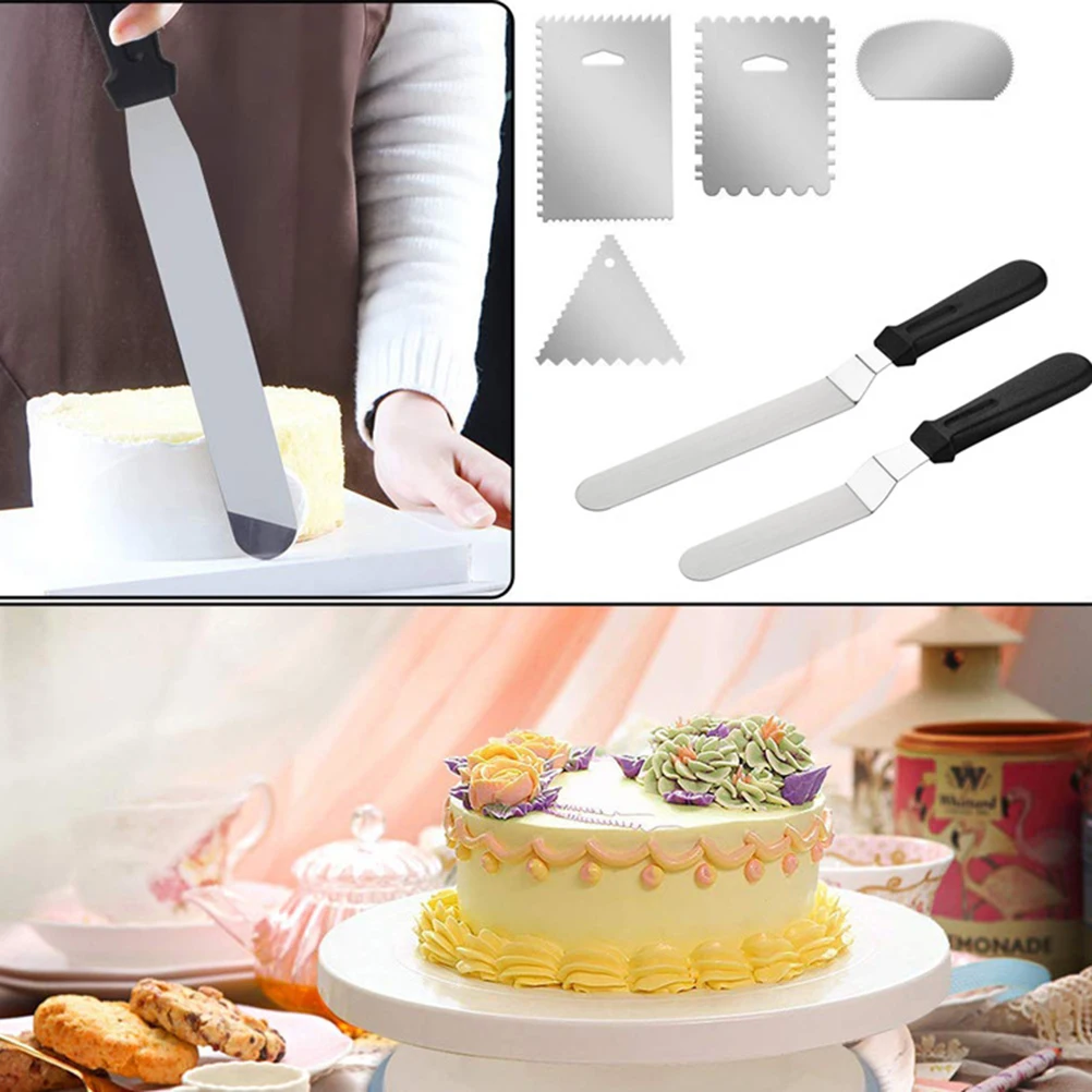 

10pcs Cake Spatula Set Stainless Steel Baking Tools Pastry Icing Smoother Cream Scraper DIY Cake Decorating Tools