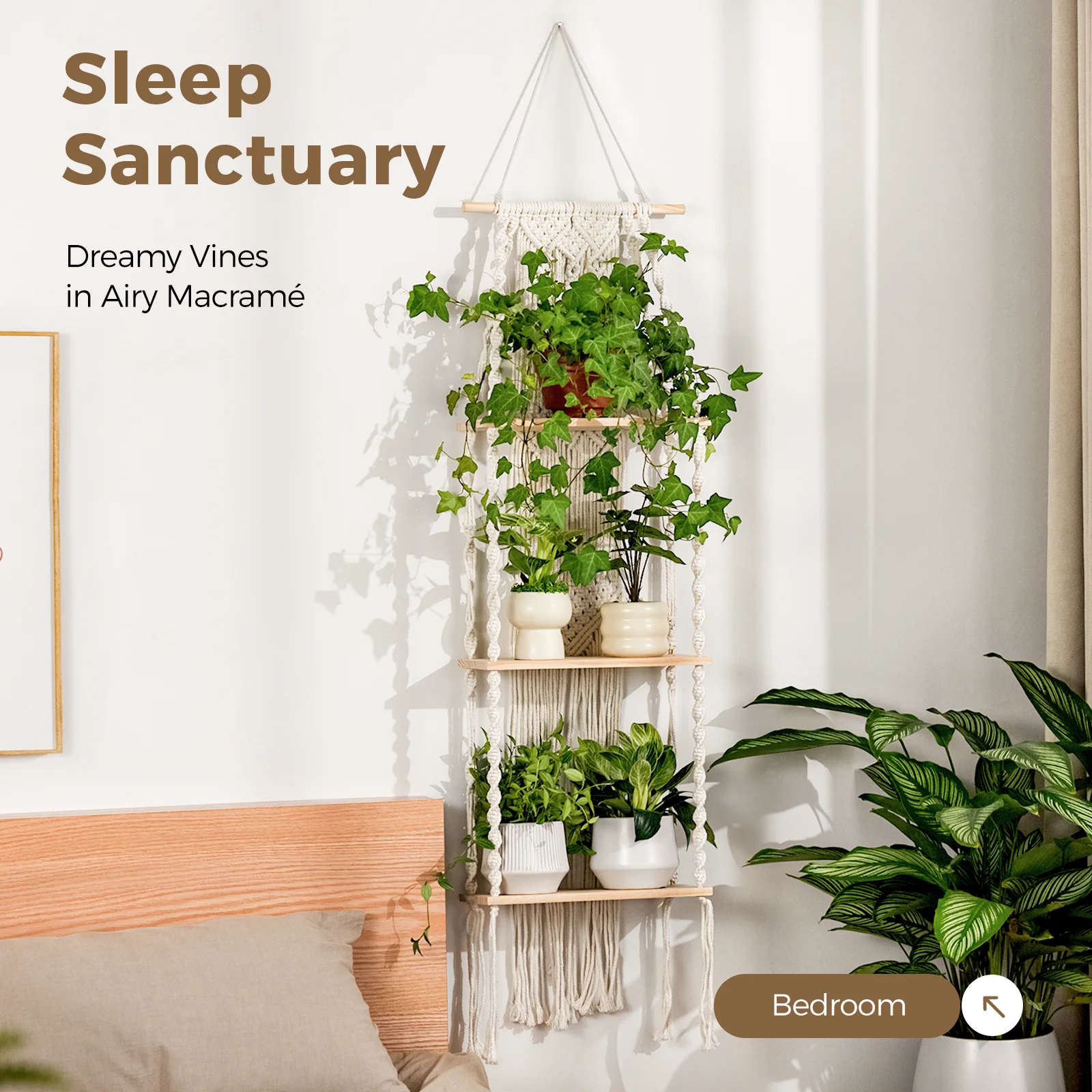 Bamworld 3 الطبقة بوهو جدار النبات الجرف حامل النبات نافذة النبات مكرامية النبات الشماعات غرفة ديكور معلق غرفة نوم المعيشة شرفة #3