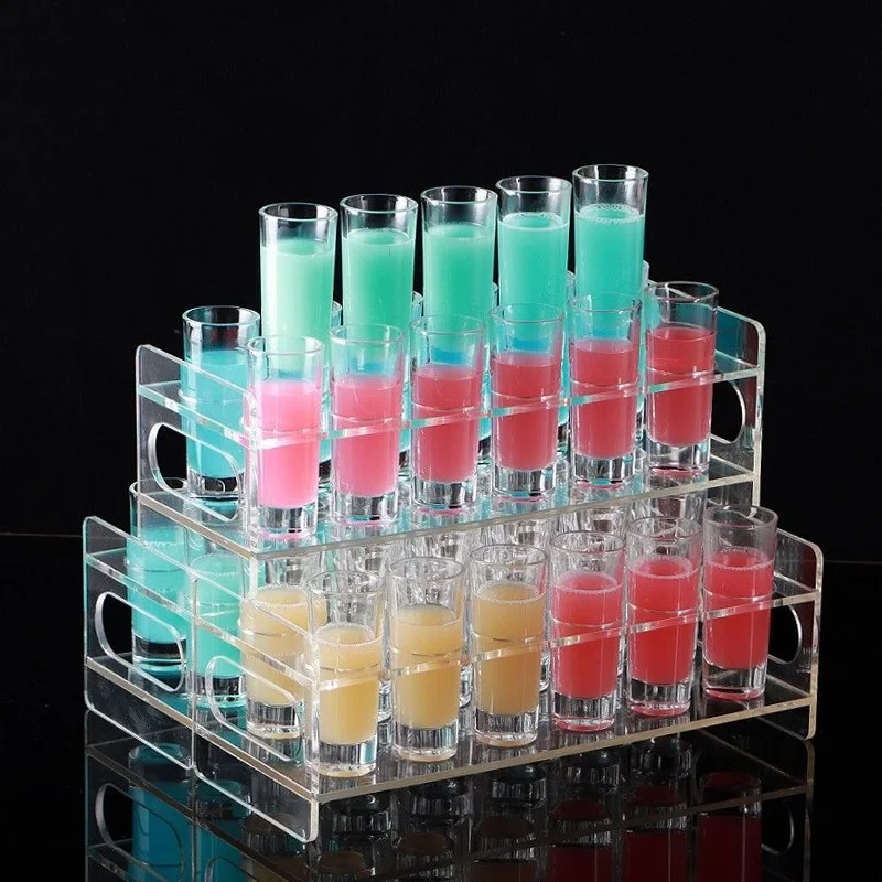 Rainbow Doujiu Cup Holder Chinese Cocktail Cup Set Glass Wild Grid Shooter Glass Halo Tea Cup Set Acrylic Cup Holder