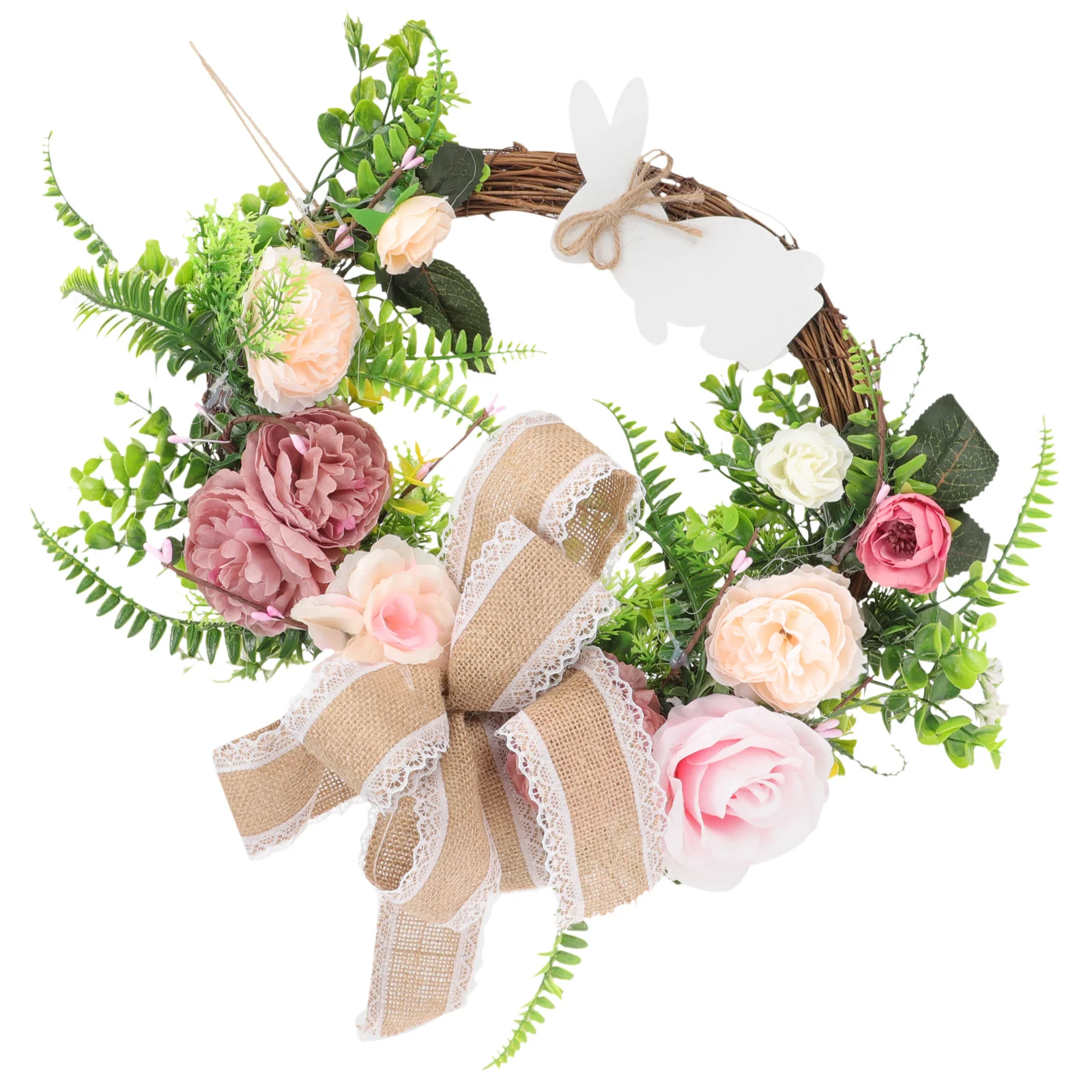 

Artificial Easter Wreath Wooden Bunny Wreath Decor Front Door Wall Hanging Home Indoor Outdoor Easter Party Decoration