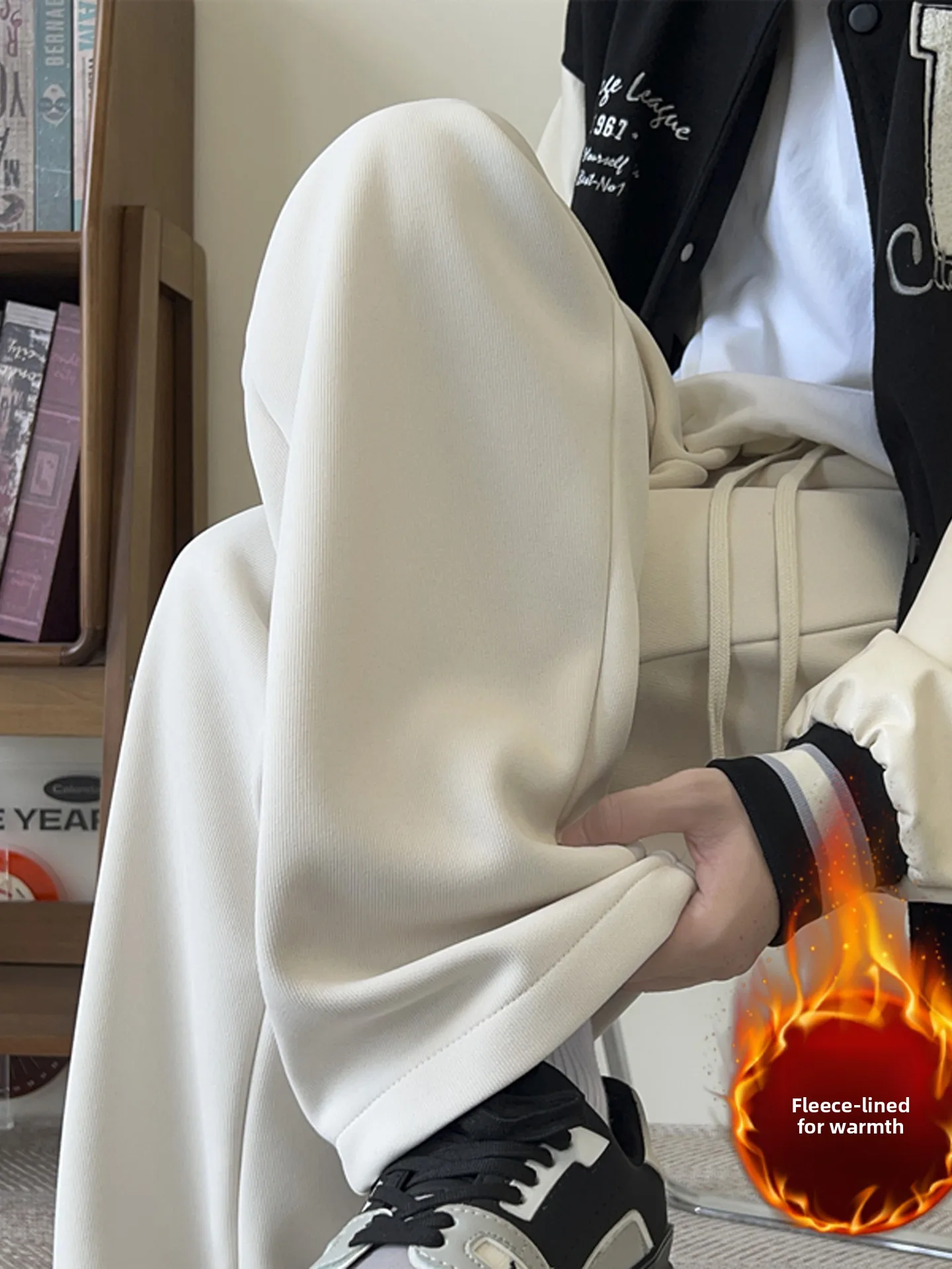 

American Sle Thiened Fce Lined Straight Leg Sweatpants Men Winter New Sle Thi Warm Sports Loose Casual Long Pants