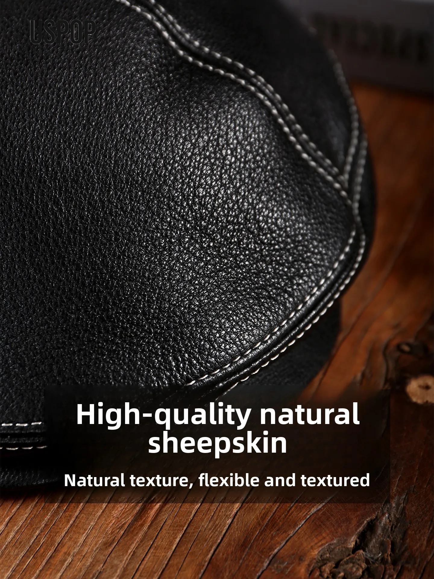 USPOP Premium Genuine Leather Flat Cap for Men, Handmade Stitched Ivy Hat, Luxury Vintage Driving Newsboy Cap
