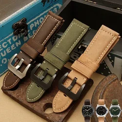 For Panerai Watch Strap Genuine Leather Band Men's Women's Original PAM111/441/312 Factory Crazy Horse Belt 20mm 22mm 24mm 26mm