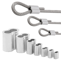 20pcs Double Hole Cable Crimp Ring 8-Shape Aluminum Sleeve Clamps For 1/1.2/1.5/2/3/4/5/6mm Steel Wire Rope Fixed Accessories