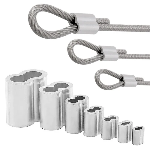 Anillo de engarzado de Cable de doble agujero 20-100, abrazaderas de manga de aluminio de 8 formas para accesorios fijos de cuerda de alambre de acero de 1/1, 2/1, 5/2/3/4/5/6mm