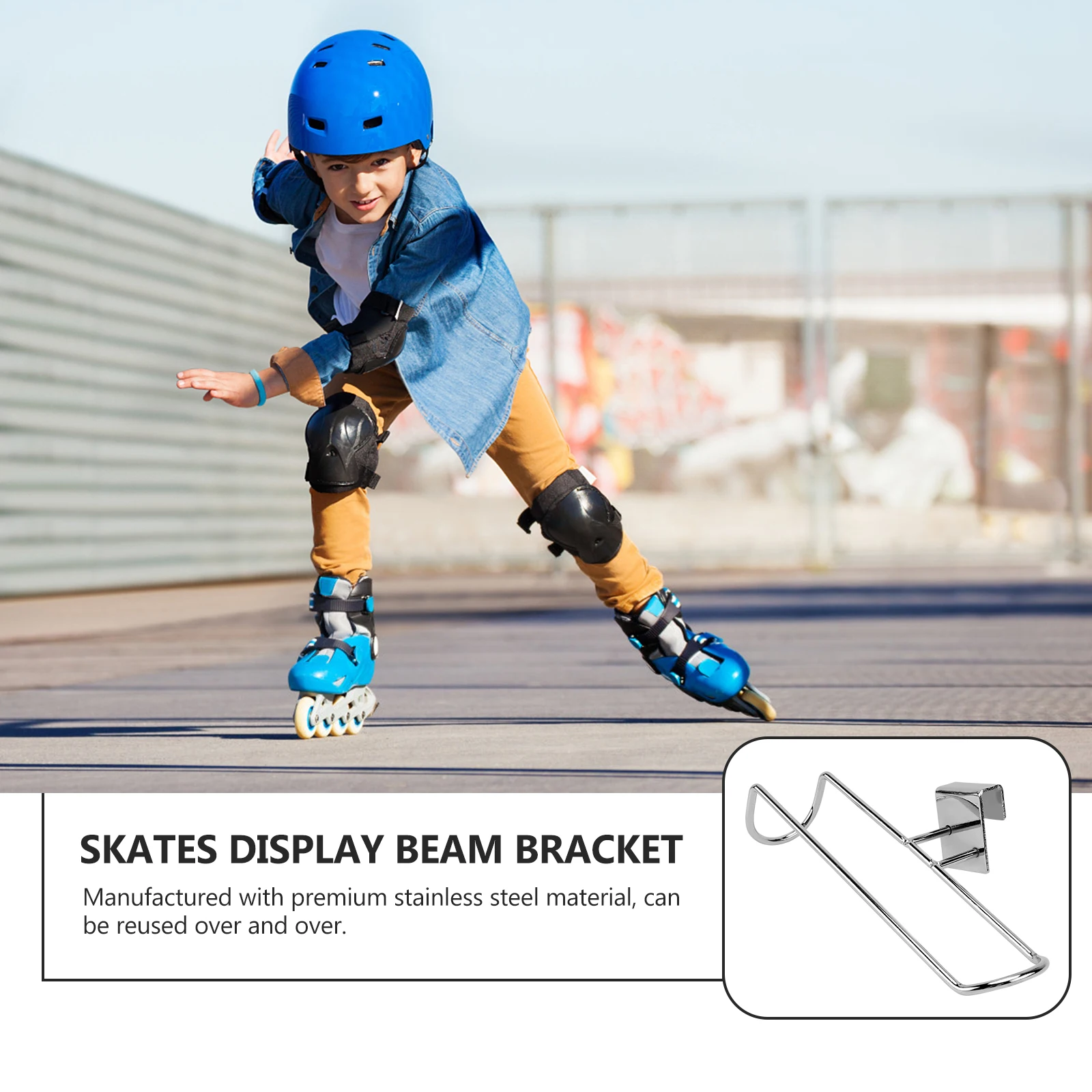 

1pc Square Tube Skate Rack Stand Heavy Duty Roller Skates Display Hanger Wall Mount Steel Skate Stand for Home Supermarket Ice