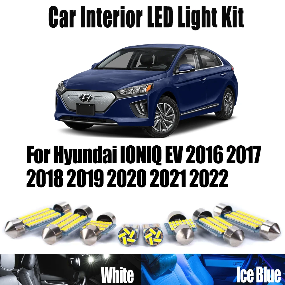 

13Pcs Canbus Car LED Interior Ceiling Light Kit For Hyundai IONIQ EV 2016 2017 2018 2019 2020 2021 2022 Number Plate Dome Bulb