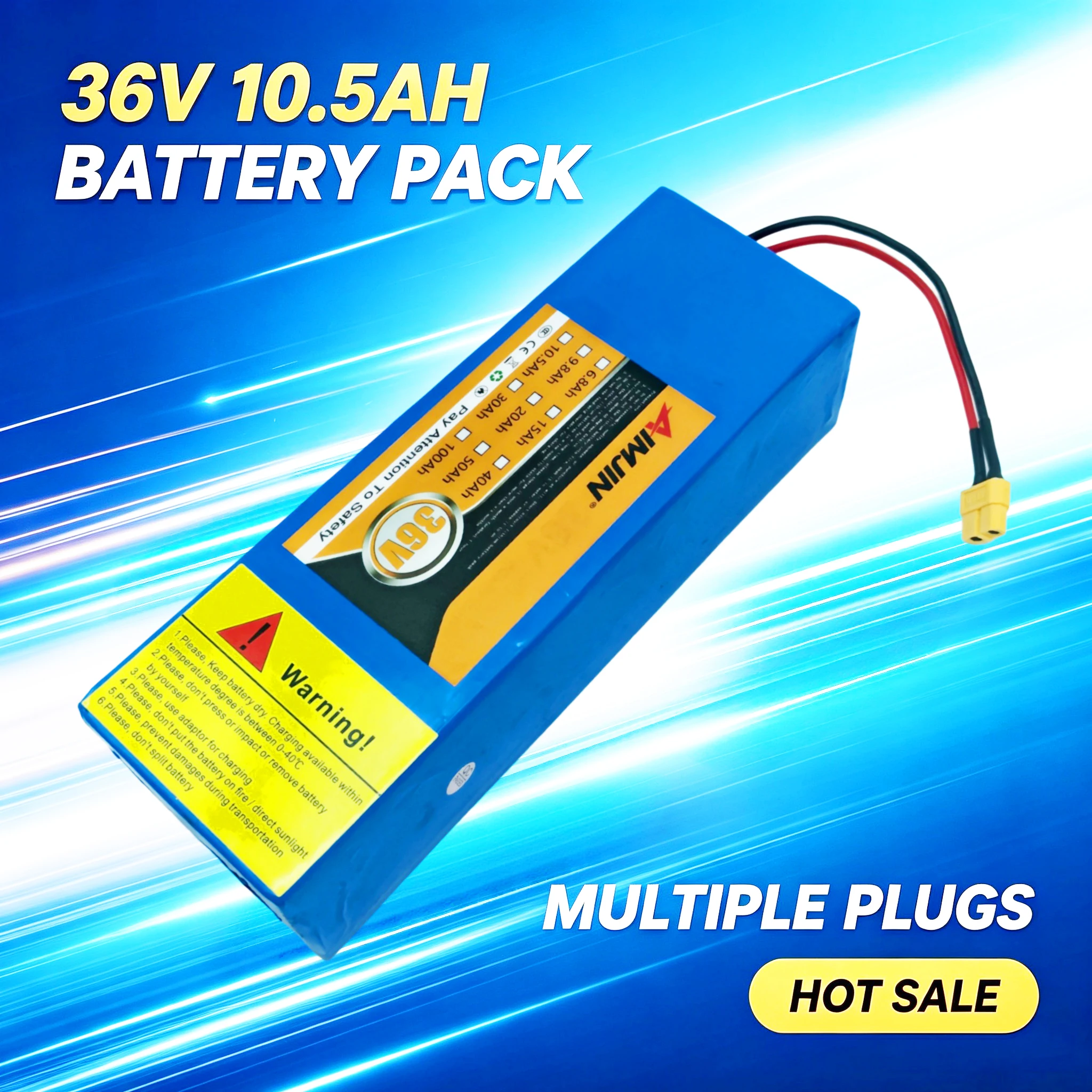 36V 10500mAh 21700 Lithium 10S2P Battery Pack Rechargeable Battery with BMS For fishing bicycle Large Capacity Batteries