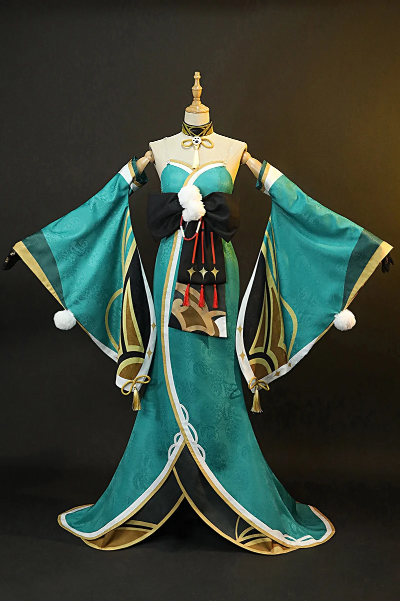 Hoa Hậu Hina Cosplay Genshin Tác Động Gorou Trang Phục Hóa Trang Anime Gợi Cảm Nữ Kimono Đầm Giày Đuôi Tóc Giả Hóa Trang Halloween Dành Cho Nữ