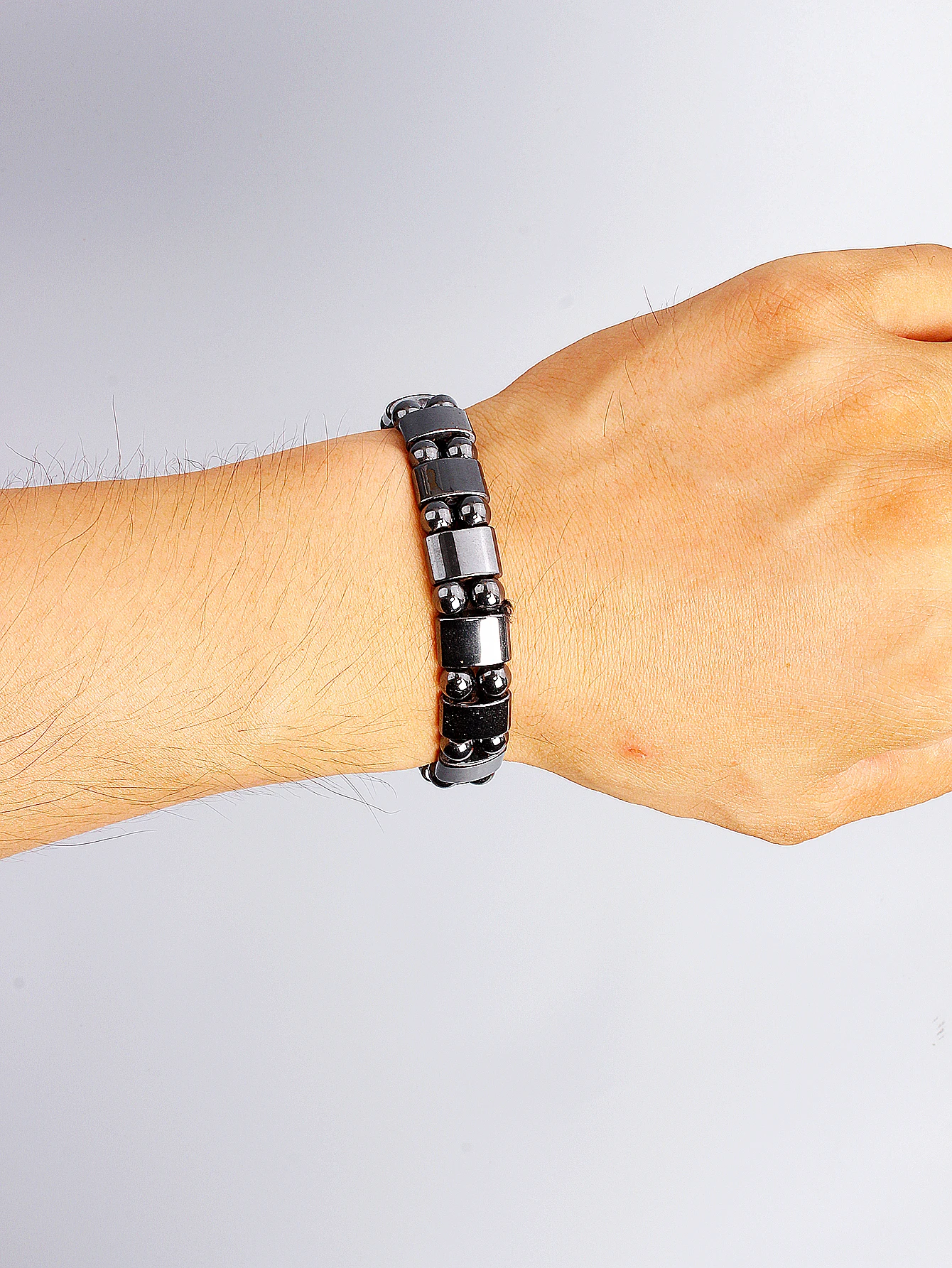 Men's Hematite Beaded Bracelet Double Layer Natural Stone for Vigour Protection Grounding Strength Confidence & Healing Jewelry