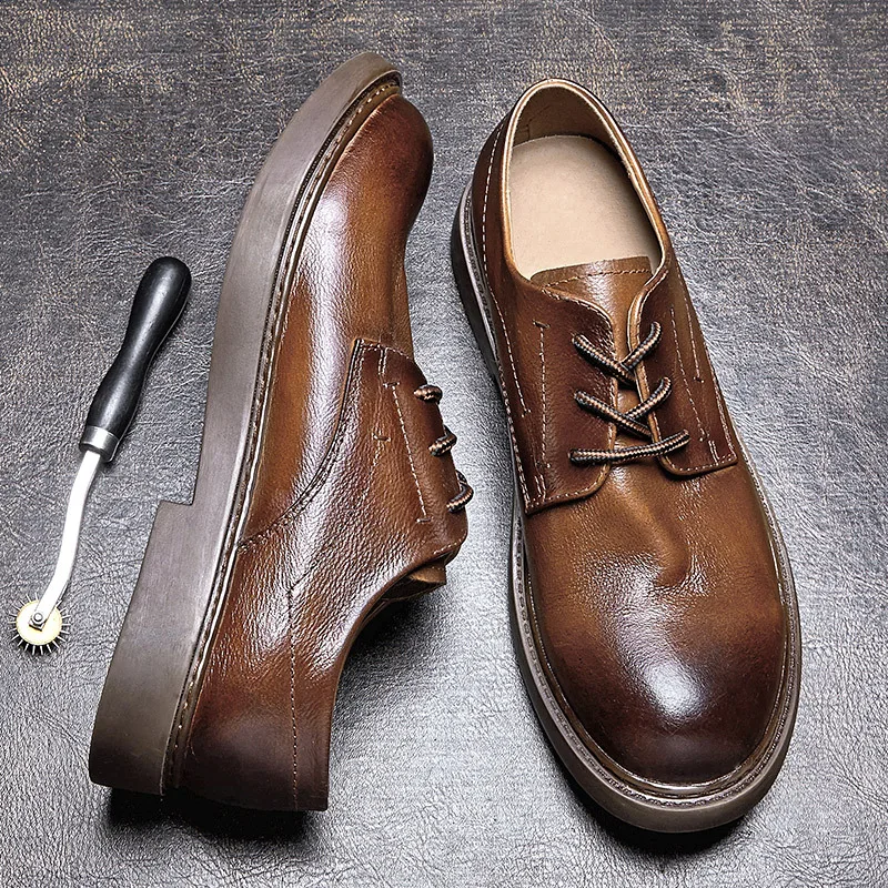 Chaussures en cuir pour hommes, mocassins faits à la main, Brogue décontractées, bottes de travail, Business, nouvelle collection 2023