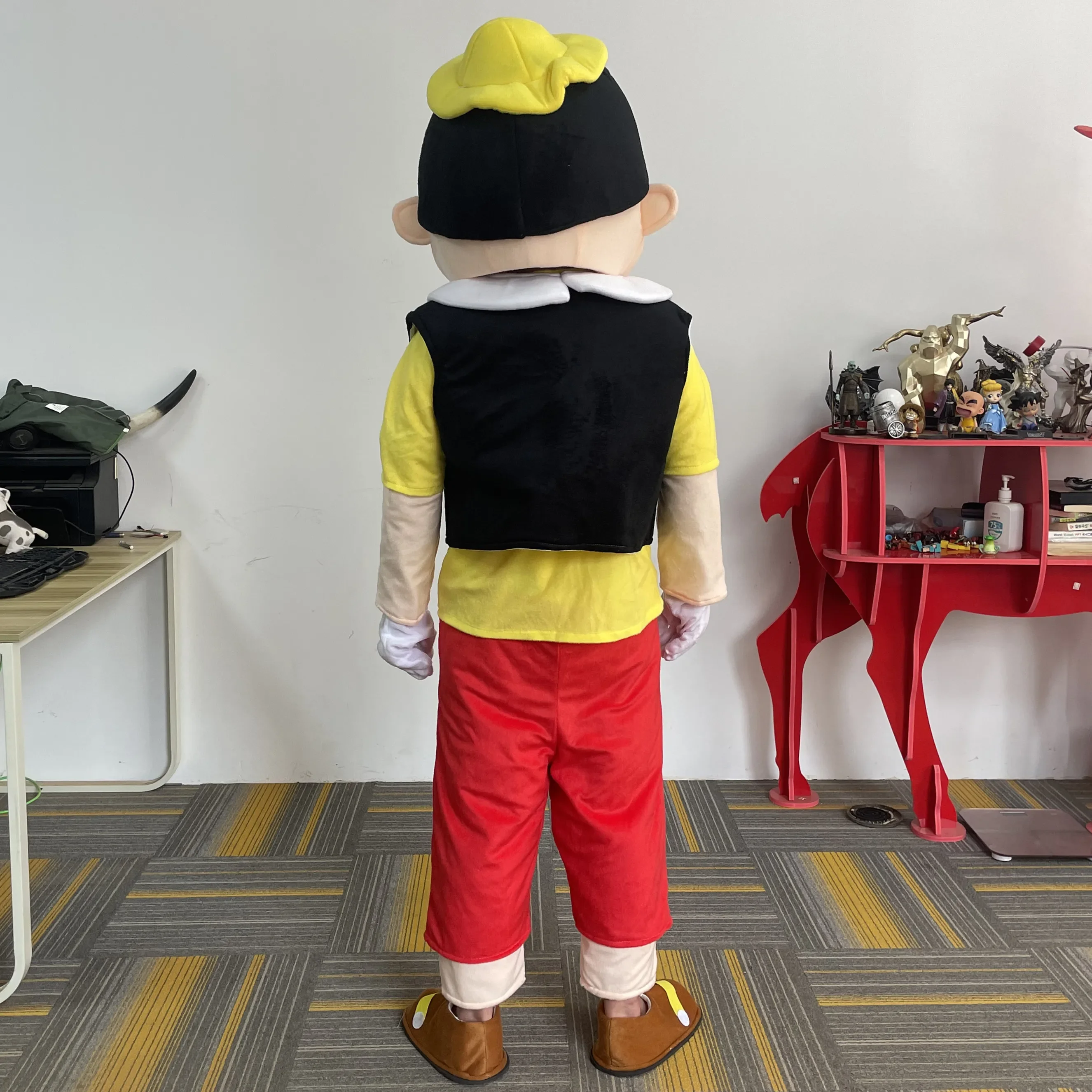 Costume de mascotte de Pinocchio, personnage de dessin animé Cosplay, cérémonie publicitaire, anniversaire, robe de paupières, accessoires de performance de carnaval d'animaux