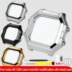For Casio AE1200 case mod kit modification all metal 4 colors case AE-1200 bezel glass waterproof ring kit stainless steel part